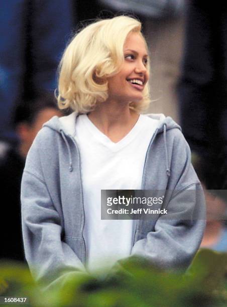Actress Angelina Jolie prepares for a scene on the set of "Life or Something Like It" June 4, 2001 in Vancouver, B.C.