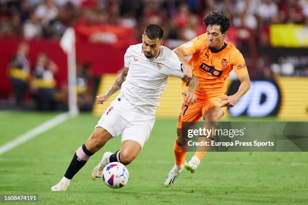 Jesus Joaquin Fernandez "Suso" of Sevilla FC in action during the Spanish league, LaLiga EA Sports, football match played between Sevilla FC and...