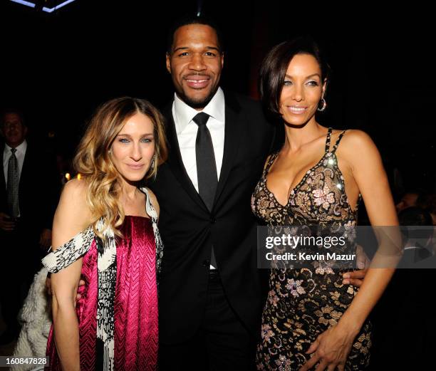 Sarah Jessica Parker, Michael Strahan and Nicole Murphy attend the amfAR New York Gala To Kick Off Fall 2013 Fashion Week at Cipriani Wall Street on...