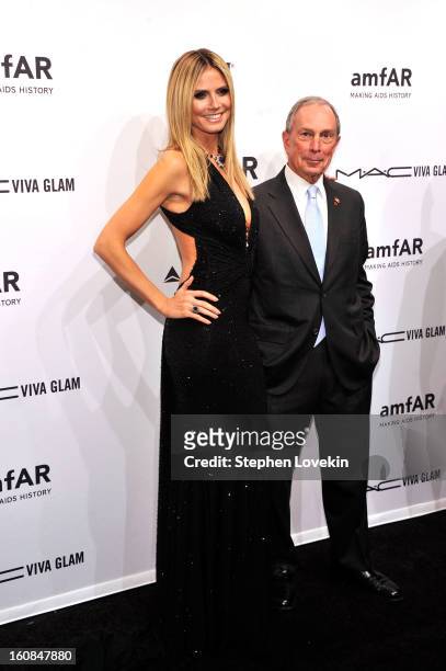Heidi Klum and Michael Bloomberg attend the amfAR New York Gala to kick off Fall 2013 Fashion Week at Cipriani Wall Street on February 6, 2013 in New...