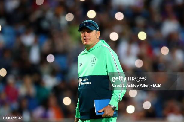Tom Moody, Head coach of Oval Invincibles Men during The Hundred match between Northern Superchargers Men and Oval Invincibles Men at Headingley on...