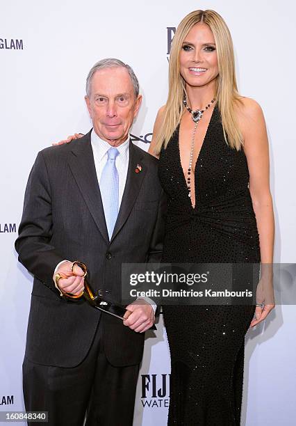 Michael Bloomberg and Heidi Klum attend the Mercedes-Benz Fall 2013 Ribbon Cutting during the amfAR New York Gala to kick off Fall 2013 Fashion Week...