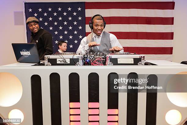 Superbowl champion Baltimore Raven Ray Rice and DJ D-Nice entertain military members and their families at the launch event for Jeep Operation Safe...