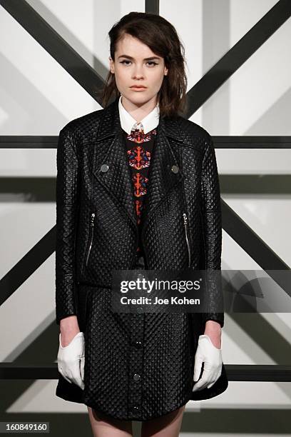 Model poses at the Tanya Taylor fall 2013 presentation at The Museum of Modern Art on February 6, 2013 in New York City.