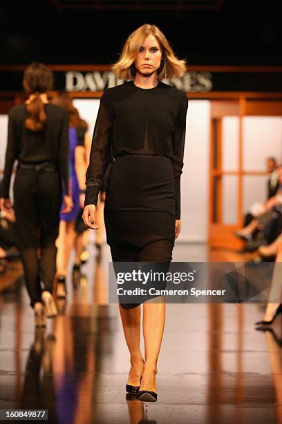 Model showcases designs by Dion Lee on the runway during the David Jones A/W 2013 Season Launch at David Jones Castlereagh Street on February 6, 2013...