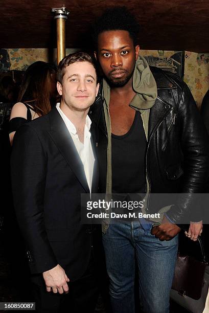Tyrone Wood and Adrien Sauvage attend the 2nd Anniversary of The Box with Belvedere Vodka on February 6, 2013 in London, England.