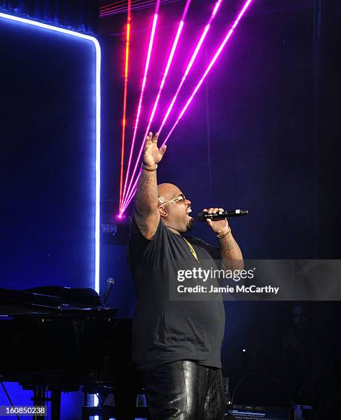 Cee Lo Green performs onstage at the amfAR New York Gala to kick off Fall 2013 Fashion Week at Cipriani Wall Street on February 6, 2013 in New York...