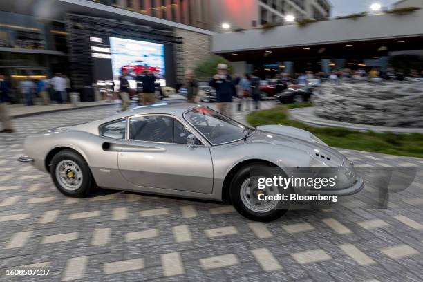 The 1972 Ferrari Dino 246 GT during the RM Sotheby's auto auction at the 2023 Pebble Beach Concours d'Elegance in Monterey, California, US, on...