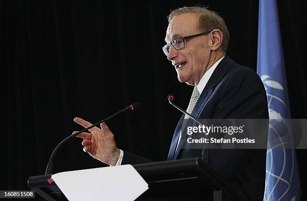 Bob Carr at the official launch of the 'Australia And The United Nations' book on February 7, 2013 in Canberra, Australia. The book, written by...