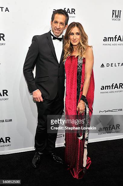 Designer Kenneth Cole and actress Sarah Jessica Parker attend the amfAR New York Gala to kick off Fall 2013 Fashion Week at Cipriani Wall Street on...
