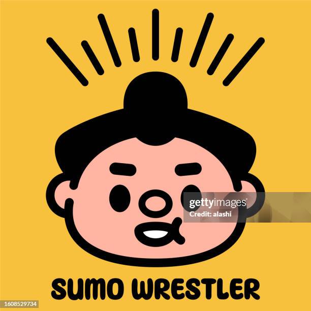 adorable character design of sumo wrestler - japanese greeting stock illustrations
