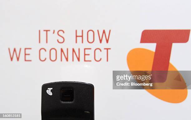 Telstra Corp.-branded device sits on display at a Telstra retail outlet in Melbourne, Australia, on Thursday, Feb. 7, 2013. Telstra Corp.,...