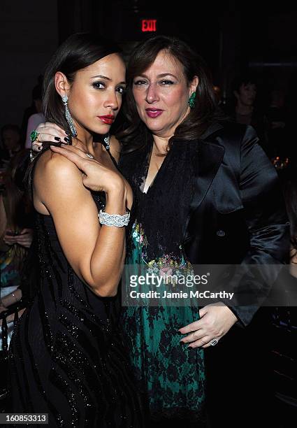 Dania Ramirez; Lorainne Schwartz attend the amfAR New York Gala to kick off Fall 2013 Fashion Week at Cipriani Wall Street on February 6, 2013 in New...