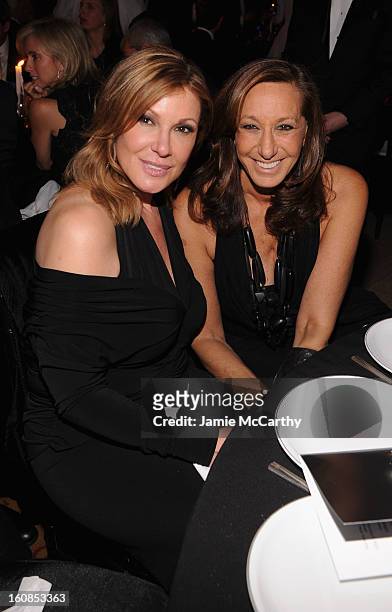 Maria Cuomo-Cole and Donna Karan attend the amfAR New York Gala to kick off Fall 2013 Fashion Week at Cipriani Wall Street on February 6, 2013 in New...