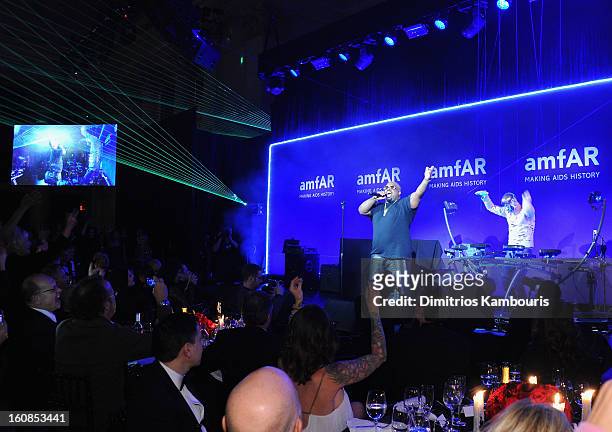 Cee Lo Green performs onstage at the amfAR New York Gala to kick off Fall 2013 Fashion Week at Cipriani Wall Street on February 6, 2013 in New York...