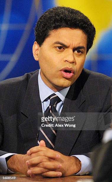Fareed Zakaria of Newsweek Magazine speaks during a roundtable discussions on NBC''s "Meet the Press" August 12, 2001 during a taping at the NBC...