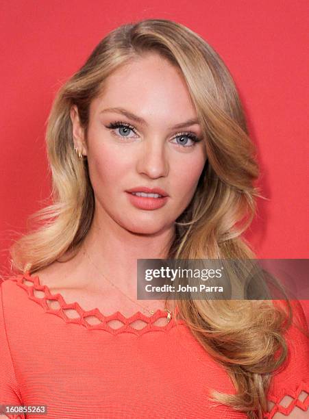 Candice Swanepoel attends Victoria's Secret Angels celebrate Valentine's Day with fans at Victoria's Secret, Herald Square on February 6, 2013 in New...