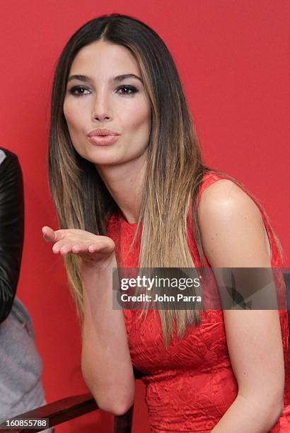 Lily Aldridge attend Victoria's Secret Angels celebrate Valentine's Day with fans at Victoria's Secret, Herald Square on February 6, 2013 in New York...