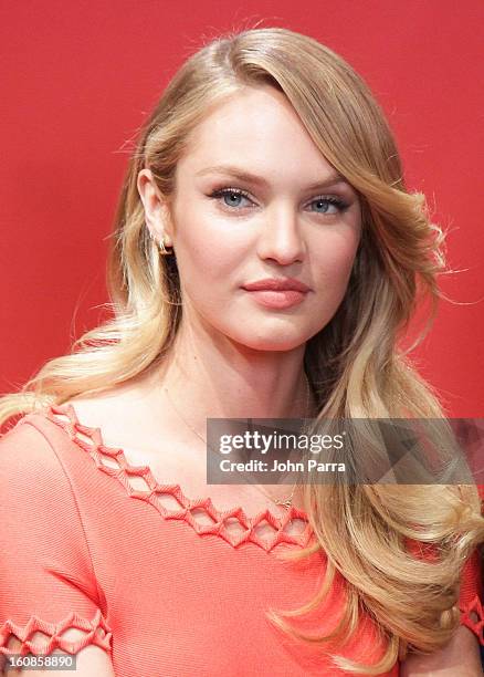 Candice Swanepoel attends Victoria's Secret Angels celebrate Valentine's Day with fans at Victoria's Secret, Herald Square on February 6, 2013 in New...