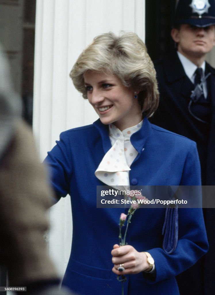 Princess Diana visiting the headquarters of the Red Cross charity, in ...