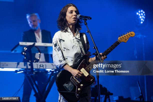 Chloe Alper of James performs during South Facing Festival at Crystal Palace Park on August 11, 2023 in London, England.