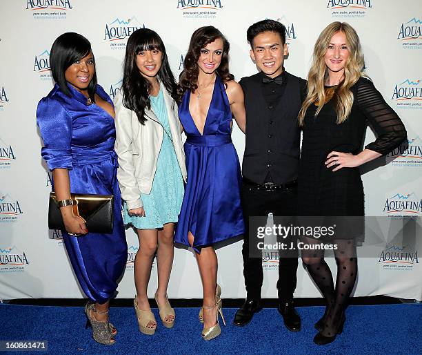 Designers Carmen Green, Alaina Thai, dancer and host Karina Smirnoff, designer Tony Vo and designer Ashley Cooper attend the Aquafina "Pure...