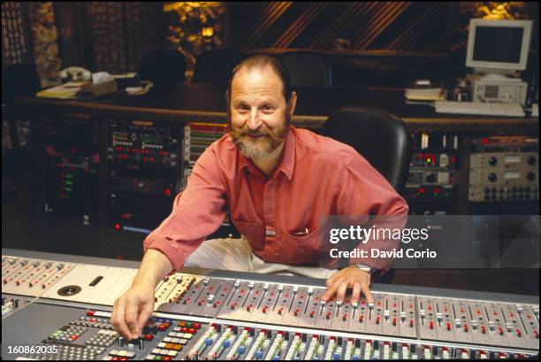 Record producer Eddie Kramer sits behond the mixing desk at Manhattan Center Studio, New York, 29 March 1994.