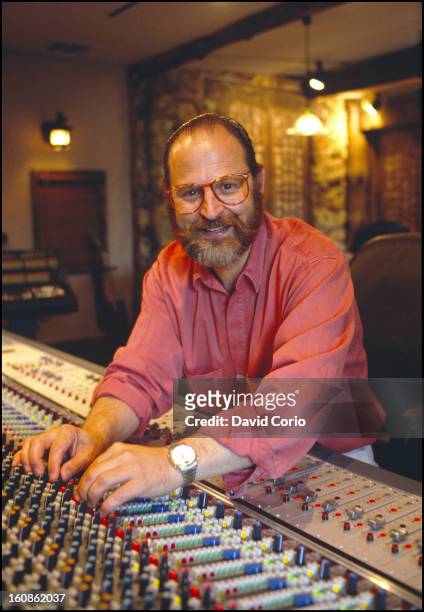 Record producer Eddie Kramer sits behond the mixing desk at Manhattan Center Studio, New York, 29 March 1994.