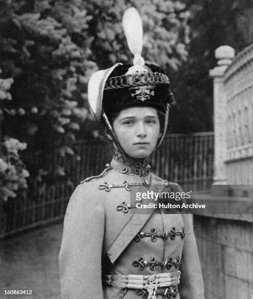 Grand Duchess Olga Nikolaevna of Russia in the uniform of the Russian Hussars, of which she is Colonel-in-Chief, circa 1915. She is the eldest child...