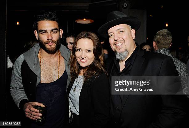 Diego Val, Caroline Rothwell and George Pajon attend the GRAMMY Label Launch Party at Harvard And Stone on February 6, 2013 in Hollywood, California.