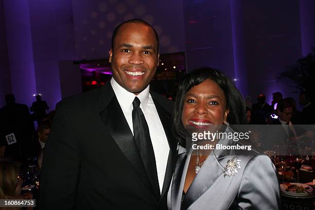 Leroy Nix, a lobbyist for Alabama Power Co., left, and Congresswoman Terri Sewell, a Democrat from Alabama, pose for a portrait at the Alvin Ailey...