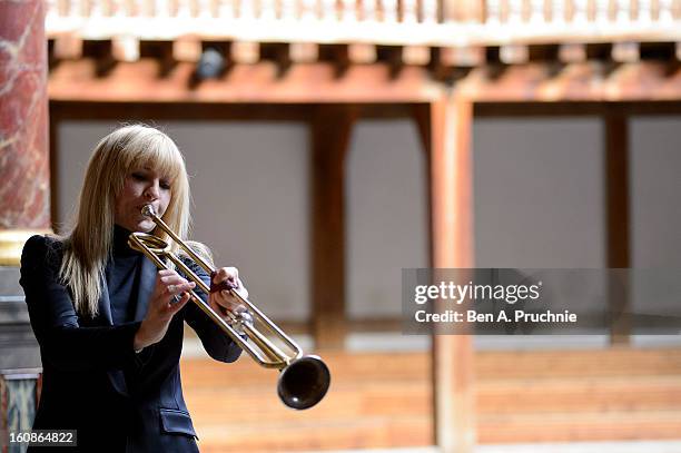 Alison Balsom performs at the press launch of the new season at Shakespeare's Globe on February 7, 2013 in London, England.