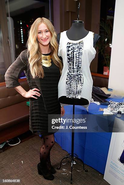 Designer Ashley Cooper with her design during the Aquafina "Pure Challenge" at the Aquafina "Pure Challenge" After Party at The Empire Hotel Rooftop...
