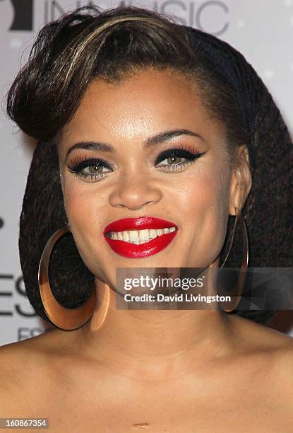 Singer Andra Day attends the 4th Annual ESSENCE Black Women In Music honoring Lianne La Havas and Solange Knowles at Greystone Manor Supperclub on...