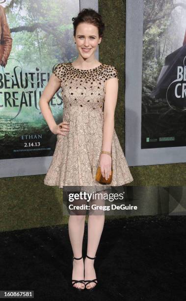 Actress Rachel Brosnahan arrives at the Los Angeles premiere of "Beautiful Creatures" at TCL Chinese Theatre on February 6, 2013 in Hollywood,...