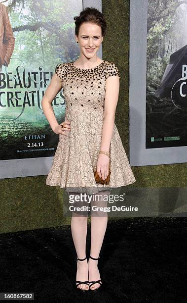 Actress Rachel Brosnahan arrives at the Los Angeles premiere of "Beautiful Creatures" at TCL Chinese Theatre on February 6, 2013 in Hollywood,...