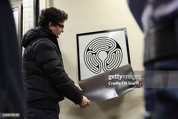 Artist Mark Wallinger unveils his artwork on the platform of St James’s Park Station as part of London Underground’s largest ever art commission on...