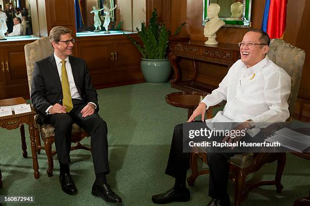 German Foreign Minister Guido Westerwelle meets the president of the Philippines Benigno S. Aquino III , at the Malacanang Palace on February 7, 2013...