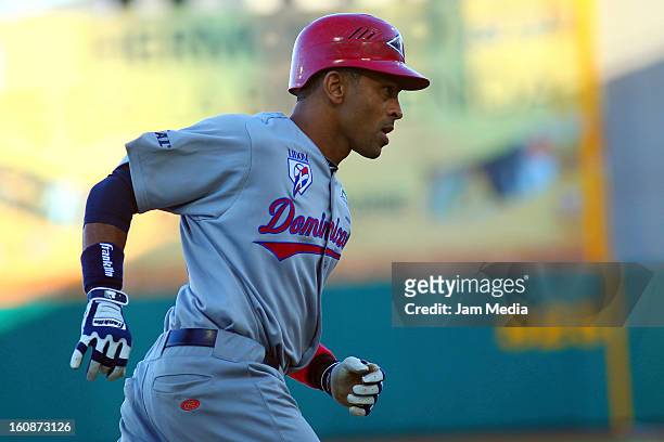 Julio Lugo of Republica Dominicana in action during a match between Republica Dominicana and Venezuela as part of the Caribbean Series 2013 at Sonora...