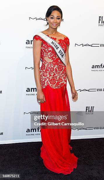 Miss USA Nana Meriwether attends amfAR New York Gala To Kick Off Fall 2013 Fashion Week at Cipriani, Wall Street on February 6, 2013 in New York City.