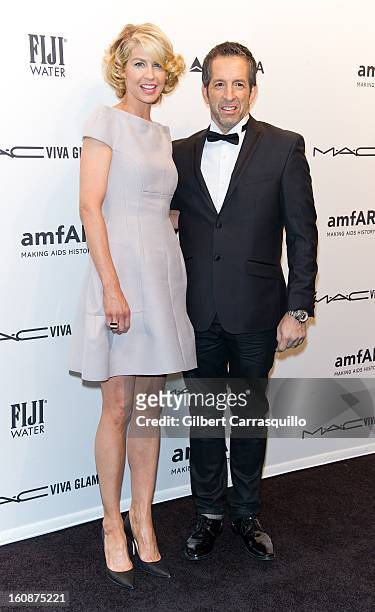 Jenna Elfman and Kenneth Cole attends amfAR New York Gala To Kick Off Fall 2013 Fashion Week at Cipriani, Wall Street on February 6, 2013 in New York...
