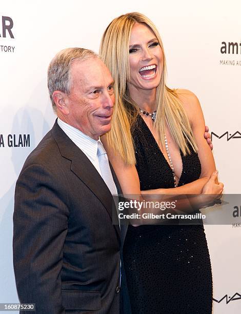 Michael Bloomberg and Heidi Klum attend amfAR New York Gala To Kick Off Fall 2013 Fashion Week at Cipriani, Wall Street on February 6, 2013 in New...