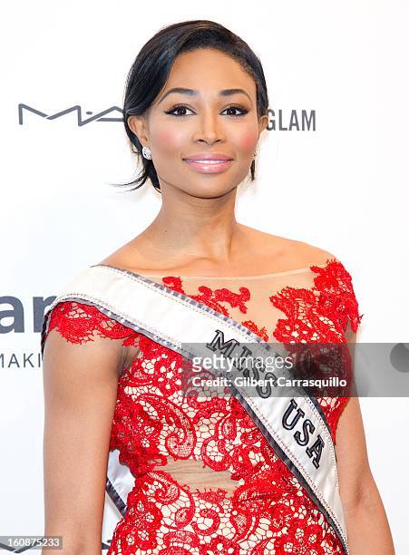 Miss USA Nana Meriwether attends amfAR New York Gala To Kick Off Fall 2013 Fashion Week at Cipriani, Wall Street on February 6, 2013 in New York City.