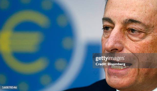 Mario Draghi, president of the European Central Bank , speaks during a news conference at the bank's headquarters in Frankfurt, Germany, on Thursday,...