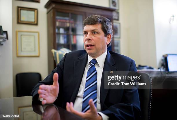 Sen. Mark Begich, D-Alaska, is interviewed by Roll Call in his Russell Building office.