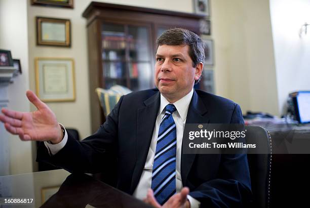 Sen. Mark Begich, D-Alaska, is interviewed by Roll Call in his Russell Building office.