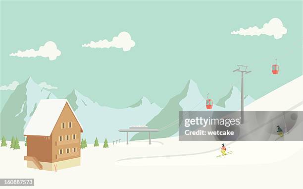 ski resort - ski alpin stock-grafiken, -clipart, -cartoons und -symbole