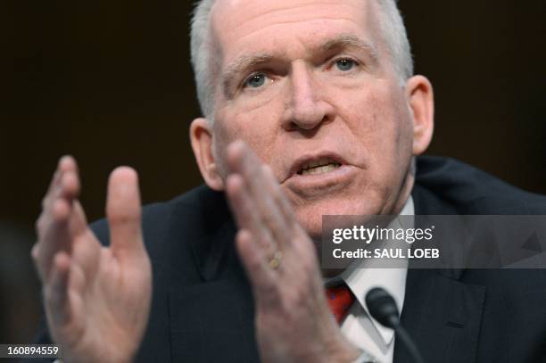 John Brennan, US President Barack Obama's nominee to be director of the Central Intelligence Agency , testifies at his confirmation hearing before...