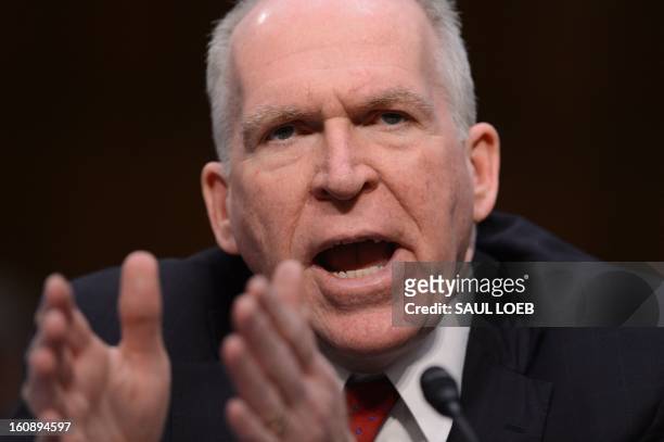 John Brennan, US President Barack Obama's nominee to be director of the Central Intelligence Agency , testifies at his confirmation hearing before...