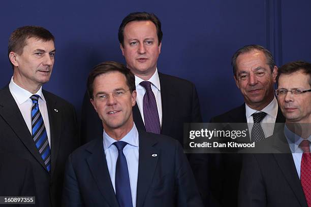Estonian Prime Minister Andrus Ansip, Netherlands Prime Minister Mark Rutte, British Prime Minister David Cameron, Maltese Prime Minister Lawrence...